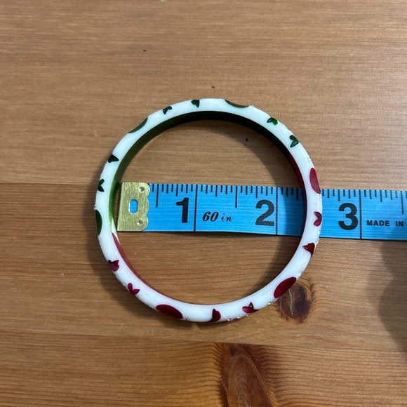 Rhinestone bangles set of 2 in white red and green - Picture 3 of 3